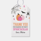 Halloween Spooktacular Girl Birthday Pink Pumpkins Cadeaulabel (Voorkant)