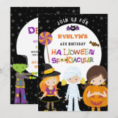 Halloween Spooktacular Girls 6e verjaardag Kaart (Voorkant / Achterkant)