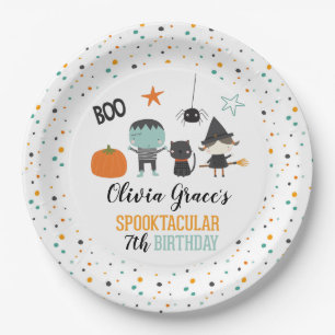 Halloween Spooktacular Kids Verjaardagspapier Bord