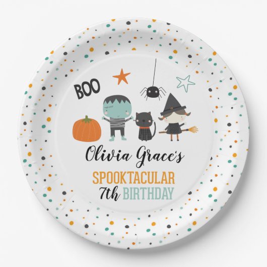 Halloween Spooktacular Kids Verjaardagspapier Bord (Voorkant)