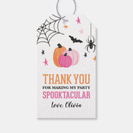 Halloween Spooktacular Meisjes Verjaardag Roze Pom Cadeaulabel