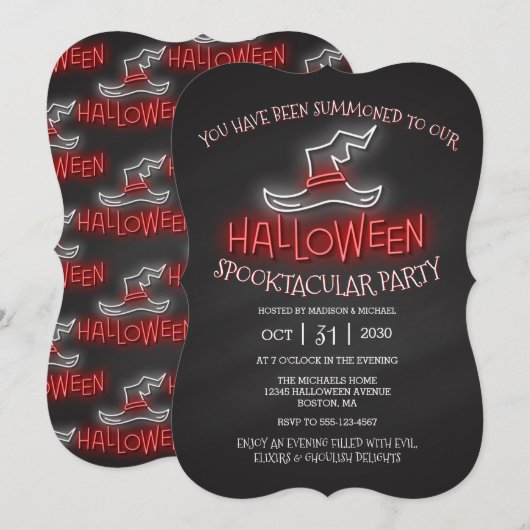 Halloween Spooktacular Neon Witch Pet Party Kaart (Voorkant / Achterkant)