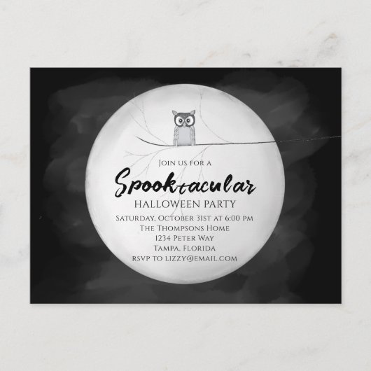 Halloween Spooktacular Owl QR Code Social Media Briefkaart (Voorkant)