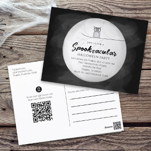 Halloween Spooktacular Owl QR Code Social Media Briefkaart