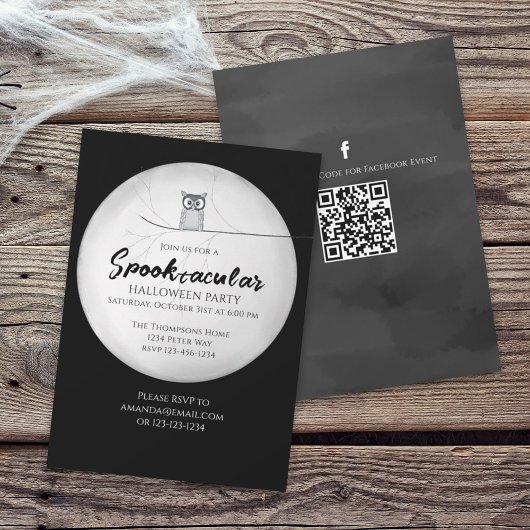 Halloween Spooktacular Owl QR Code Social Media Kaart