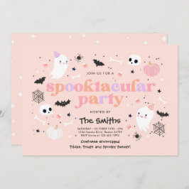Halloween Spooktacular Party Cute Pink Ghost Kaart