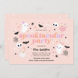 Halloween Spooktacular Party Cute Pink Ghost Kaart