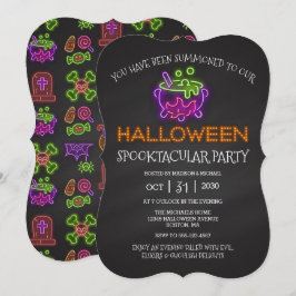 Halloween Spooktacular Party Neon Witch Cauldron I Kaart
