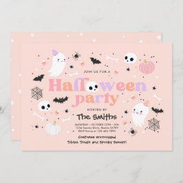 Halloween Spooktacular Party Schattige Pink Ghost Kaart