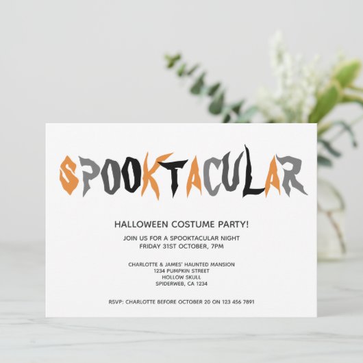 Halloween Spooktacular Party Striped Pattern Kaart (Staand voorkant)