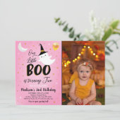 Halloween Spooktacular Pink Ghost Birthday Kaart (Staand voorkant)
