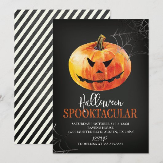 Halloween Spooktacular Pumpkin Invitation Kaart (Voorkant / Achterkant)