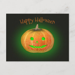 Halloween Spooktacular Pumpkin Smile Groen Licht Briefkaart