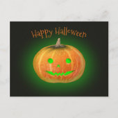 Halloween Spooktacular Pumpkin Smile Groen Licht Briefkaart (Voorkant)