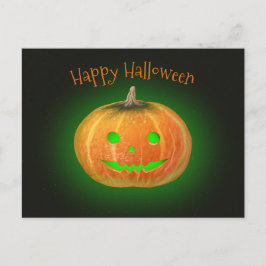 Halloween Spooktacular Pumpkin Smile Groen Licht Briefkaart