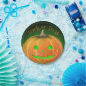 Halloween Spooktacular Pumpkin Smile Groen Licht Papieren Bordje (Feest)