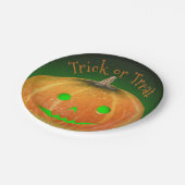 Halloween Spooktacular Pumpkin Smile Groen Licht Papieren Bordje (Gekanteld)