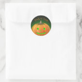 Halloween Spooktacular Pumpkin Smile Groen Licht Ronde Sticker (Tas)