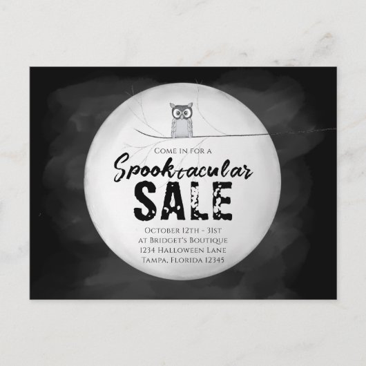 Halloween Spooktacular Sale Owl QR Code Website Briefkaart (Voorkant)