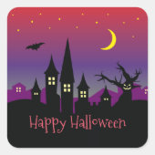 Halloween Spooktacular Scary Creepy Haunted Castle Vierkante Sticker (Voorkant)