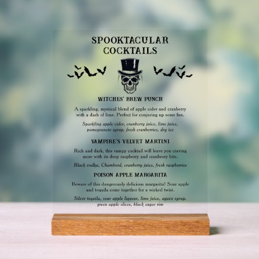  Halloween Spooktacular Signature Cocktail Acryl Bord (Neutraal)