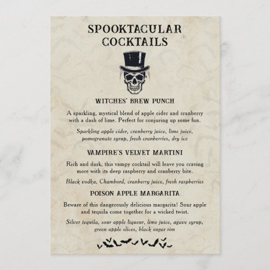 Halloween Spooktacular Signature Cocktail Menu (Voorkant)