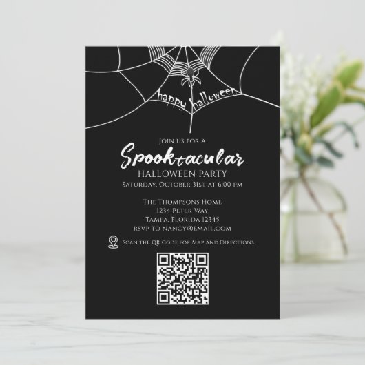 Halloween Spooktacular Spider Web QR Code Map Kaart (Staand voorkant)