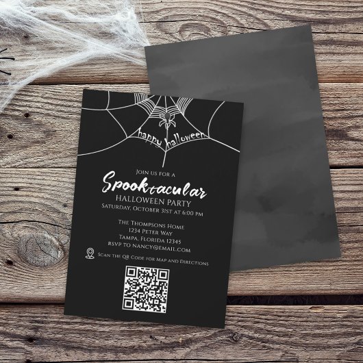 Halloween Spooktacular Spinneweb QR Code Kaart