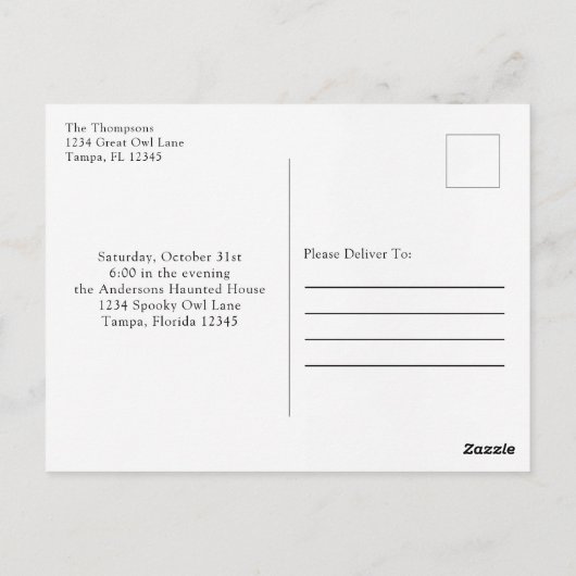 Halloween Spooktacular Spooky Haunted House Witch Briefkaart (Achterkant)