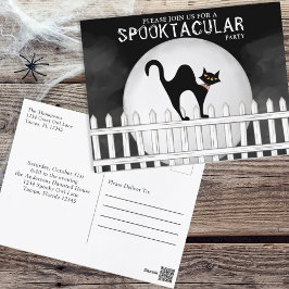 Halloween Spooktacular Spooky Whimsical Black Cat Briefkaart