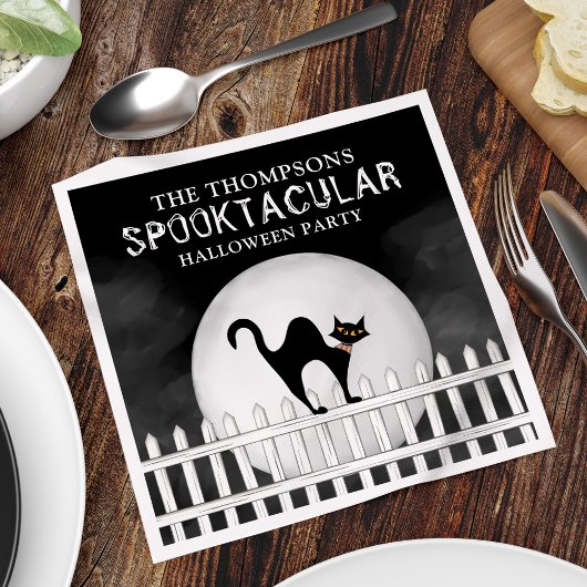 Halloween Spooktacular Spooky Whimsical Black Cat Servet