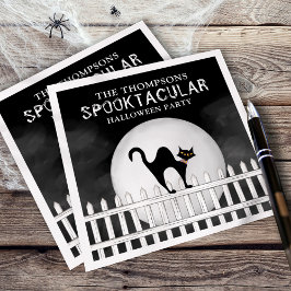 Halloween Spooktacular Spooky Whimsical Black Cat Servet