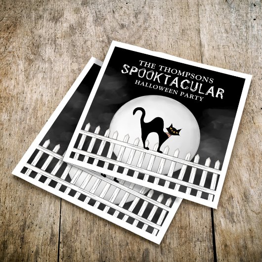 Halloween Spooktacular Spooky Whimsical Black Cat Servet