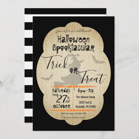 Halloween Spooktacular Trick or treat Invitation Kaart (Voorkant / Achterkant)
