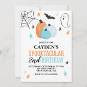 Halloween Spooktacular turquoise oranje Birthday Kaart (Voorkant)