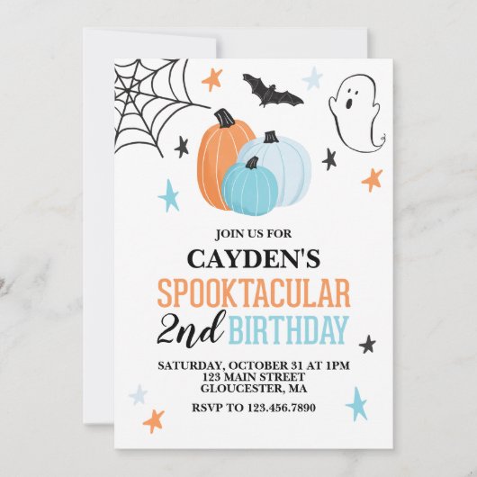 Halloween Spooktacular turquoise oranje Birthday Kaart (Voorkant)