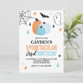 Halloween Spooktacular turquoise oranje Birthday Kaart (Staand voorkant)
