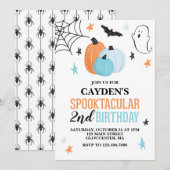 Halloween Spooktacular turquoise oranje Birthday Kaart (Voorkant / Achterkant)