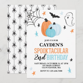 Halloween Spooktacular turquoise oranje Verjaardag Kaart
