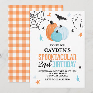 Halloween Spooktacular turquoise oranje Verjaardag Kaart
