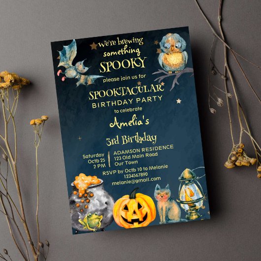 Halloween spooktacular verjaardagsfeest kaart