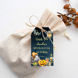 Halloween spooktacular verjaardagsgunst cadeaulabel