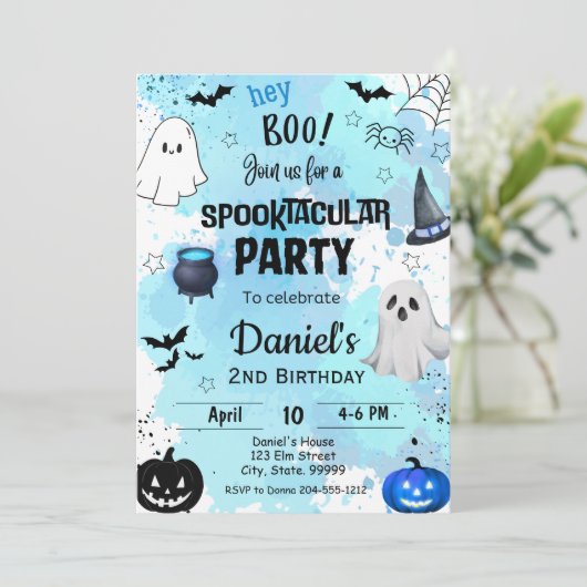 Halloween spooktacular verjaardagsuitnodiging kaart (Staand voorkant)