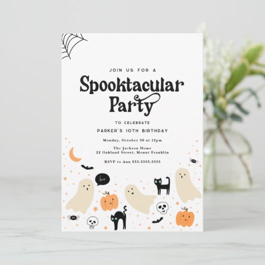 Halloween spooktacular verjaardagsuitnodiging kaart (Staand voorkant)