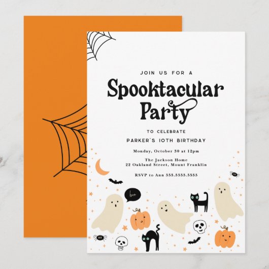 Halloween spooktacular verjaardagsuitnodiging kaart (Voorkant / Achterkant)