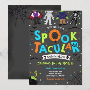 Halloween spooktacular verjaardagsuitnodiging kaart