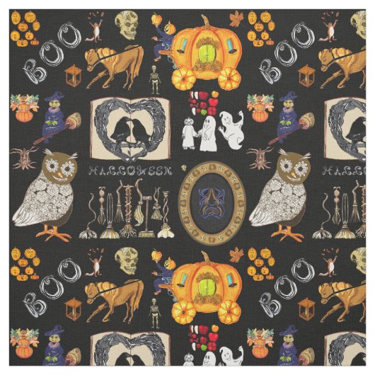 Halloween Spooktacular zwarte stof (Swatch)