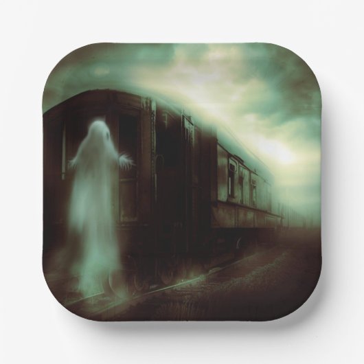 Halloween - spooktrein 1 papieren bordje (Voorkant)