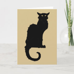  Halloween, Spooky Art Nouveau Black Cat Kaart