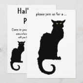 Halloween, Spooky Art Nouveau Black Cat Kaart (Voorkant / Achterkant)